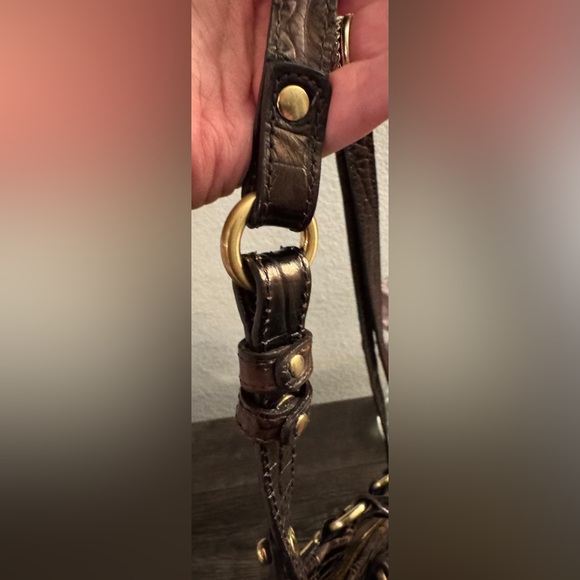 Brahmin Mini Asher Satchel Pecan Melbourne Croc Leather Crossbody - Picture 10 of 16